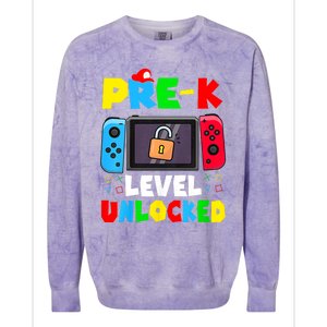 Prek Level Unlocked Video Game Back To School Colorblast Crewneck Sweatshirt