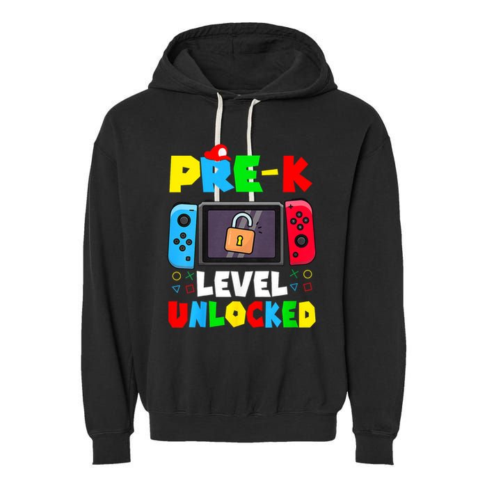 Prek Level Unlocked Video Game Back To School Garment-Dyed Fleece Hoodie