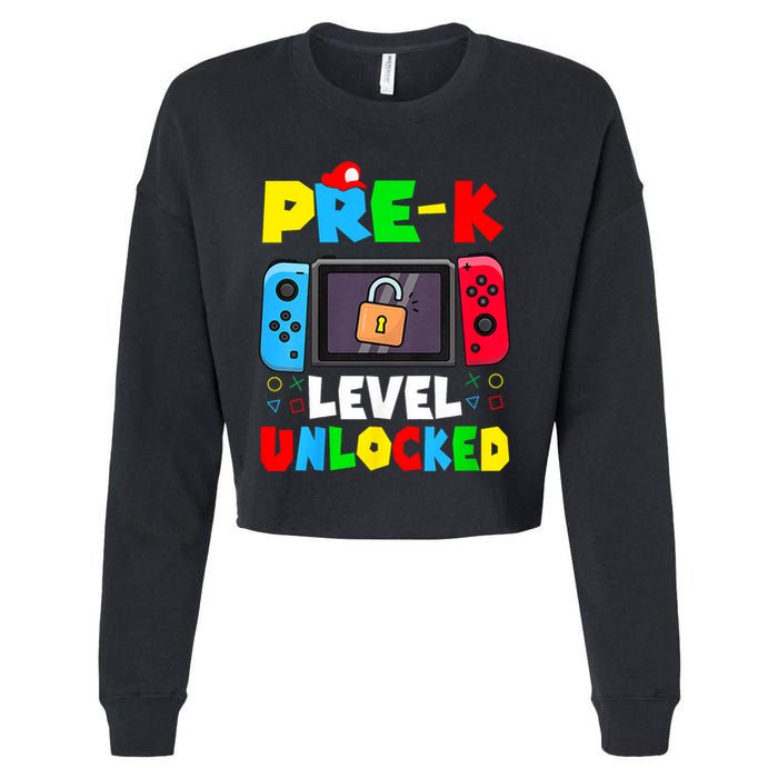 Prek Level Unlocked Video Game Back To School Cropped Pullover Crew