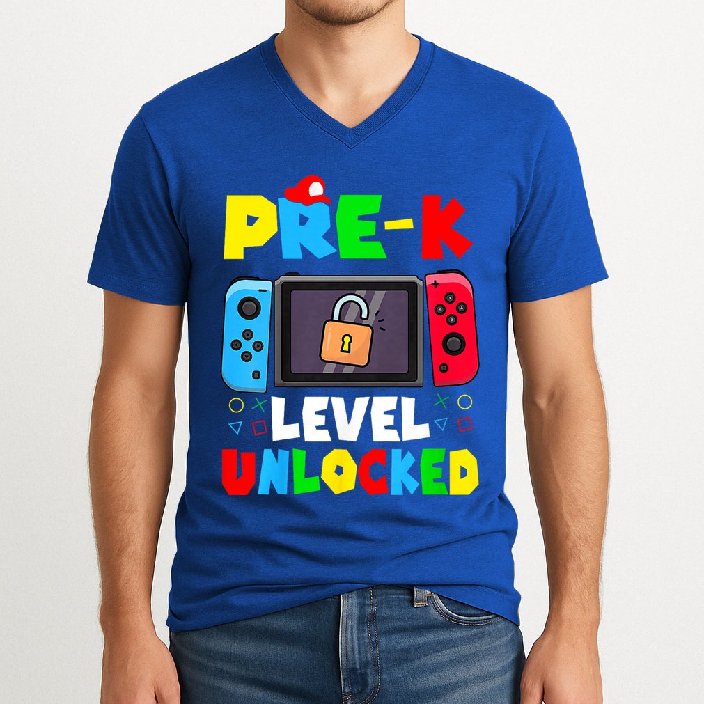 Prek Level Unlocked Video Game Back To School V-Neck T-Shirt