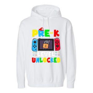 Prek Level Unlocked Video Game Back To School Garment-Dyed Fleece Hoodie