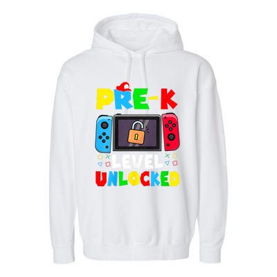 Prek Level Unlocked Video Game Back To School Garment-Dyed Fleece Hoodie