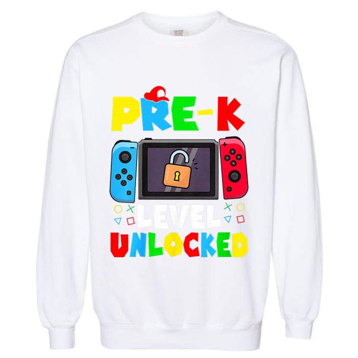 Prek Level Unlocked Video Game Back To School Garment-Dyed Sweatshirt