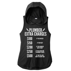 Plumber Extra Charges Ladies PosiCharge Tri-Blend Wicking Draft Hoodie Tank