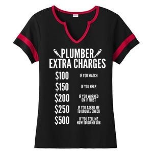 Plumber Extra Charges Ladies Halftime Notch Neck Tee