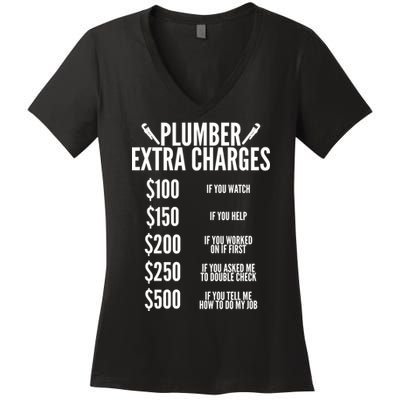 Plumber Extra Charges Women's V-Neck T-Shirt