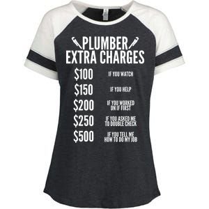 Plumber Extra Charges Enza Ladies Jersey Colorblock Tee