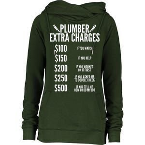 Plumber Extra Charges Womens Funnel Neck Pullover Hood