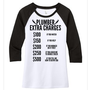 Plumber Extra Charges Women's Tri-Blend 3/4-Sleeve Raglan Shirt