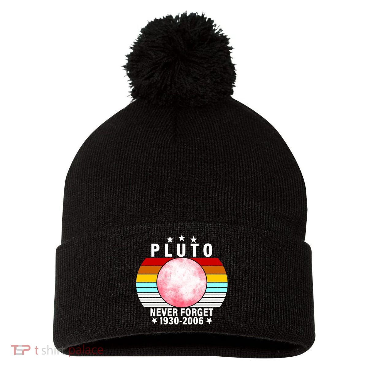 Pluto Never Forget 1930-2006 Pom Pom 12in Knit Beanie