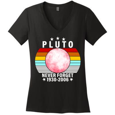 Pluto Never Forget 1930-2006 Women's V-Neck T-Shirt