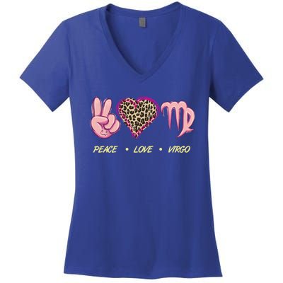 Peace Love Virgo Zodiac Sign Horoscope Gift Women's V-Neck T-Shirt