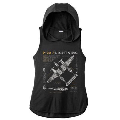 P38 Lightning Vintage P38 Fighter Aircraft Ww2 Aviation Ladies PosiCharge Tri-Blend Wicking Draft Hoodie Tank