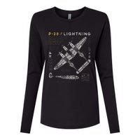 P38 Lightning Vintage P38 Fighter Aircraft Ww2 Aviation Womens Cotton Relaxed Long Sleeve T-Shirt