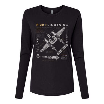 P38 Lightning Vintage P38 Fighter Aircraft Ww2 Aviation Womens Cotton Relaxed Long Sleeve T-Shirt