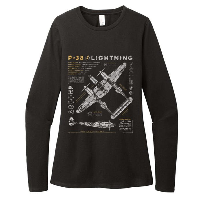 P38 Lightning Vintage P38 Fighter Aircraft Ww2 Aviation Womens CVC Long Sleeve Shirt