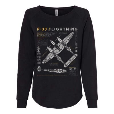 P38 Lightning Vintage P38 Fighter Aircraft Ww2 Aviation Womens California Wash Sweatshirt