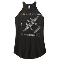 P38 Lightning Vintage P38 Fighter Aircraft Ww2 Aviation Women’s Perfect Tri Rocker Tank