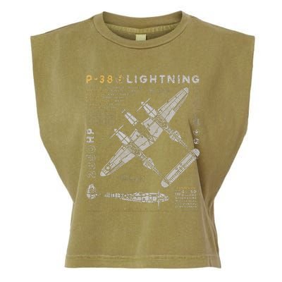 P38 Lightning Vintage P38 Fighter Aircraft Ww2 Aviation Garment-Dyed Women's Muscle Tee