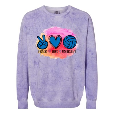 Peace Love Volleyball Cute Design Teen Girls Tween Cute Gift Colorblast Crewneck Sweatshirt