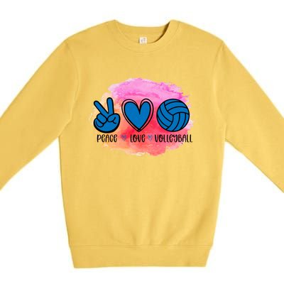 Peace Love Volleyball Cute Design Teen Girls Tween Cute Gift Premium Crewneck Sweatshirt