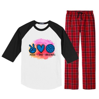 Peace Love Volleyball Cute Design Teen Girls Tween Cute Gift Raglan Sleeve Pajama Set