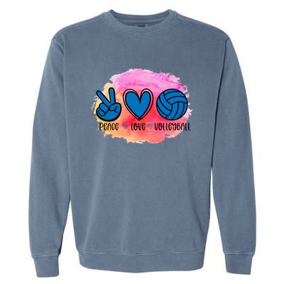 Peace Love Volleyball Cute Design Teen Girls Tween Cute Gift Garment-Dyed Sweatshirt