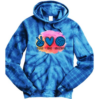 Peace Love Volleyball Cute Design Teen Girls Tween Cute Gift Tie Dye Hoodie