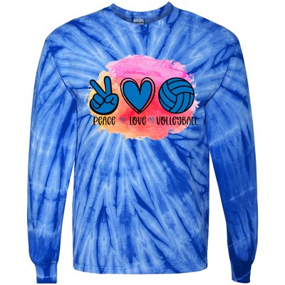 Peace Love Volleyball Cute Design Teen Girls Tween Cute Gift Tie-Dye Long Sleeve Shirt