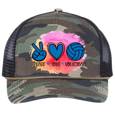 Peace Love Volleyball Cute Design Teen Girls Tween Cute Gift Retro Rope Trucker Hat Cap