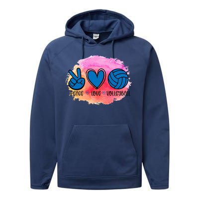 Peace Love Volleyball Cute Design Teen Girls Tween Cute Gift Performance Fleece Hoodie