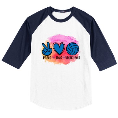 Peace Love Volleyball Cute Design Teen Girls Tween Cute Gift Baseball Sleeve Shirt