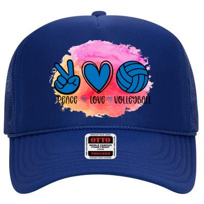 Peace Love Volleyball Cute Design Teen Girls Tween Cute Gift High Crown Mesh Back Trucker Hat