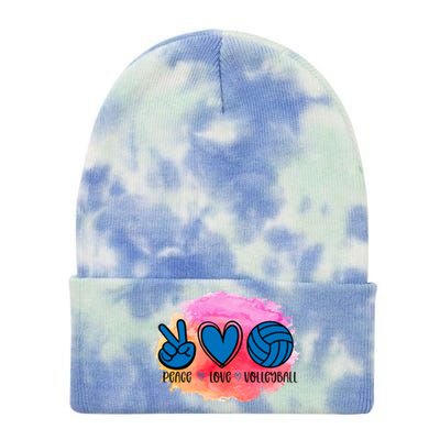 Peace Love Volleyball Cute Design Teen Girls Tween Cute Gift Tie Dye 12in Knit Beanie