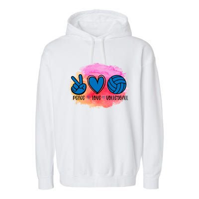 Peace Love Volleyball Cute Design Teen Girls Tween Cute Gift Garment-Dyed Fleece Hoodie