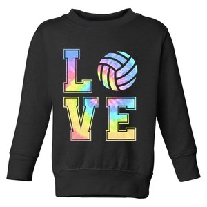 Peace Love Volleyball Tie Dye Cute Volleyball Lovers Toddler Sweatshirt