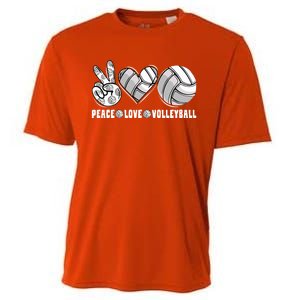 Peace Love Volleyball Funny Mommy Dad Son Daughter Gift Cooling Performance Crew T-Shirt