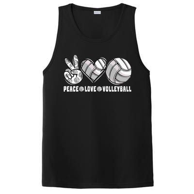 Peace Love Volleyball Funny Mommy Dad Son Daughter Gift PosiCharge Competitor Tank