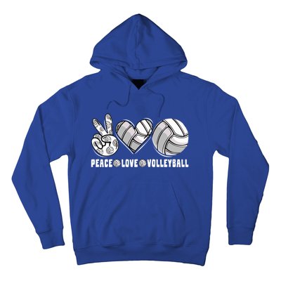 Peace Love Volleyball Funny Mommy Dad Son Daughter Gift Hoodie