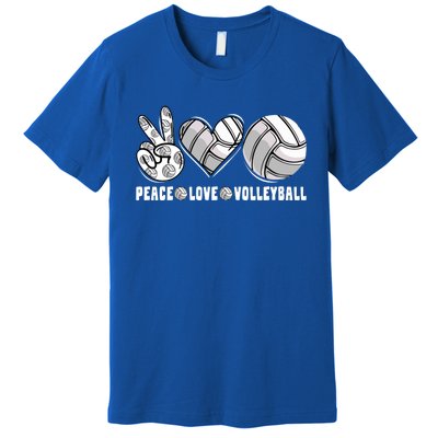 Peace Love Volleyball Funny Mommy Dad Son Daughter Gift Premium T-Shirt