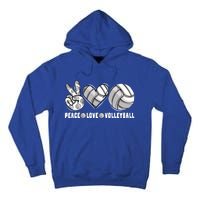 Peace Love Volleyball Funny Mommy Dad Son Daughter Gift Tall Hoodie