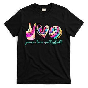 Peace Love Volleyball Player Tie Dye Style Women Teen T-Shirt