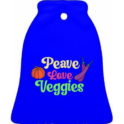 Peave Love Veggies Veganism Vegan Plants Cute Gift Ceramic Bell Ornament