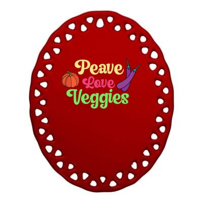 Peave Love Veggies Veganism Vegan Plants Cute Gift Ceramic Oval Ornament