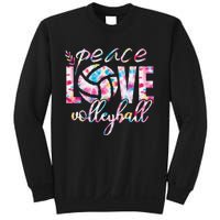 Peace Love Volleyball Player Groovy Tie Dye Womens Sports Sweatshirt