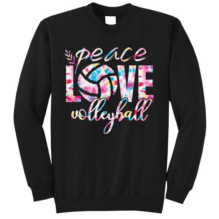 Peace Love Volleyball Player Groovy Tie Dye Womens Sports Sweatshirt