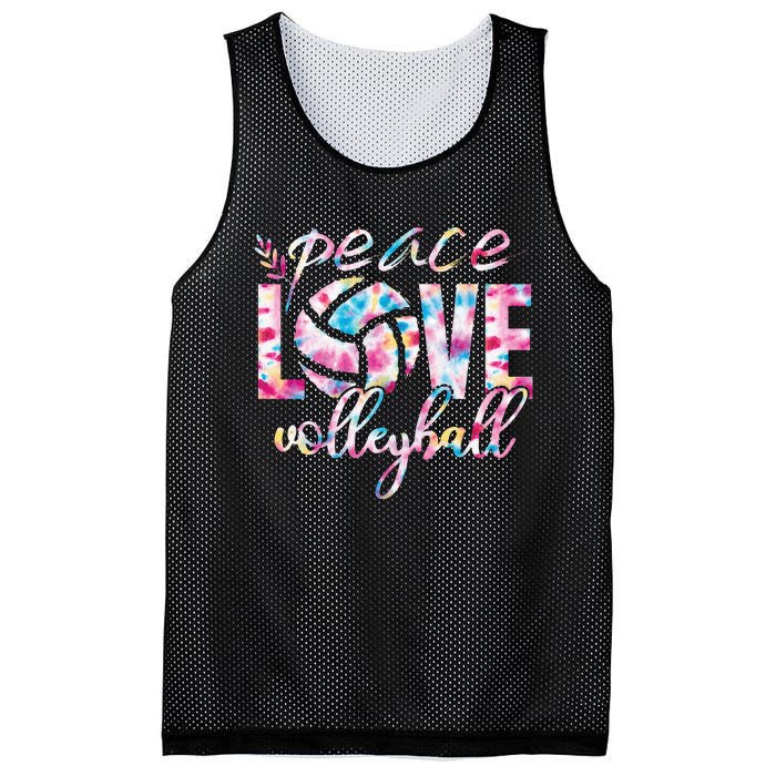 Peace Love Volleyball Player Groovy Tie Dye Womens Sports Mesh Reversible Basketball Jersey Tank