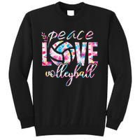 Peace Love Volleyball Player Groovy Tie Dye Womens Sports Tall Sweatshirt