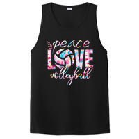 Peace Love Volleyball Player Groovy Tie Dye Womens Sports PosiCharge Competitor Tank