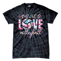 Peace Love Volleyball Player Groovy Tie Dye Womens Sports Tie-Dye T-Shirt